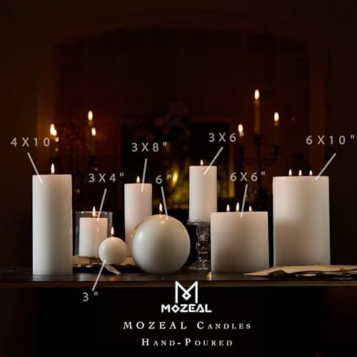 MOZEAL Hand-Poured, 3 Inch White Round Ball Candles - Elegant White Round Pillar Candles Set of 3, Dripless, Unscented, Smokeless, Ideal for All Occasions. - Image 5