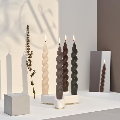 Unscented Short Candles Gradient Brown Twisted Candle 7.5 Inch Smokeless Spiral Candlesticks Handmade for Romantic Dinner Holiday Gifts Decor - Image 5