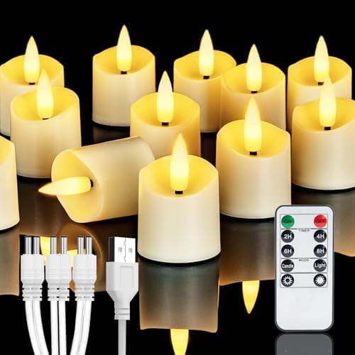Homemory 12 PCS Rechargeable LED Flameless Votive Tea Lights by Homemory