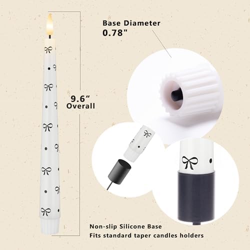 Flameless Taper Candles with Remote, Black Bow and Dot Flameless Candles - Image 2