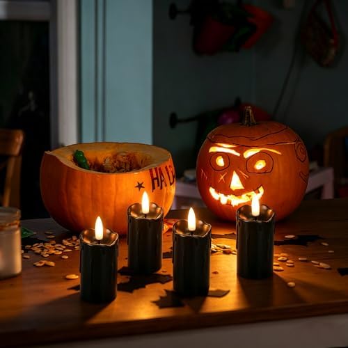 6 PCS Flameless Votive Candles with Timer Battery Operated Black - Image 3
