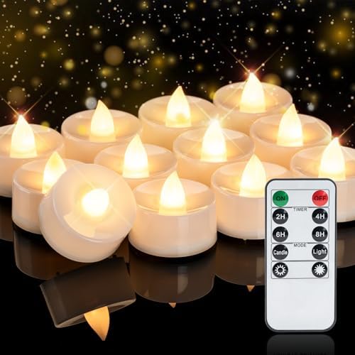 Homemory 12-Pack Remote Flameless LED Battery Tea Light Candles, 400+Hrs by Homemory