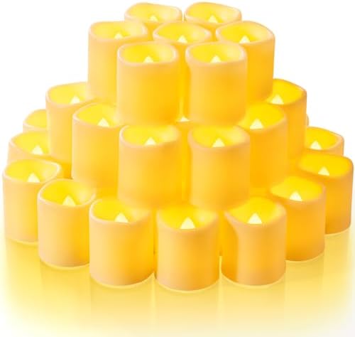 Homemory 50 Pack Ivory Flameless Flickering LED Votive Tealights Candles by Homemory
