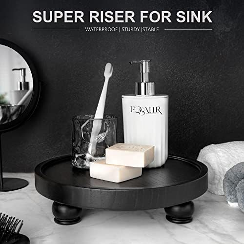 EOSAHR Round Wood Display Riser, Pedestal Stand for Home Decor, Black - Image 3