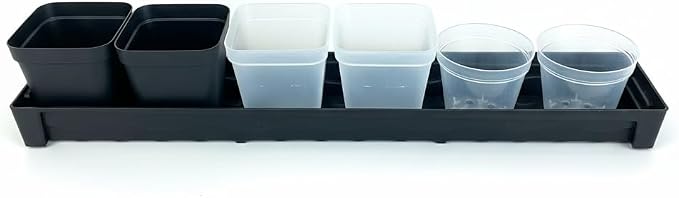 RooTrimmer 5 Pack Plastic Plant Saucer (17"x3"x1.5"), Rectangular Window Sill Plant Pot Trays with Removable Drainage Hole, Thick Windowsill Saucer Tray for 2.8 inch (7CM) Flower Nursery Pots (Black)