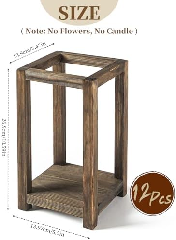 12Pcs Wooden Lanterns Wedding Centerpiece for Decorative, Rustic Candle Holder Decorative for Wedding Party, Flameless Candle Lantern for Valentine Wedding Table Decor - Image 2