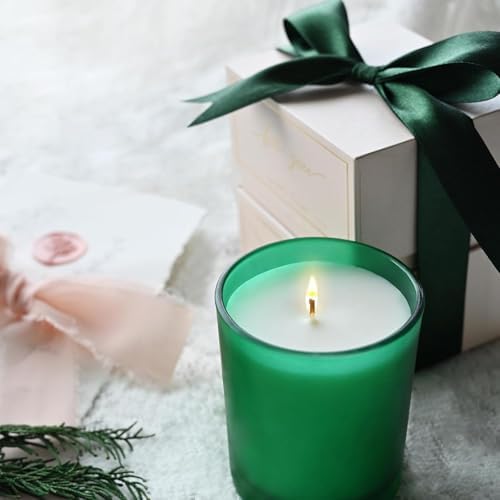 SHOWIN 8 OZ Thick Candle Jars for Making Candles 15 Pcs, Empty Jars with Wood Lids for Candle Making, Sample Container, Frosted Green - Image 6