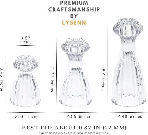 Lysenn Glass Candlestick Holders, Taper Candle Holders Set of 6, Pink - Image 3