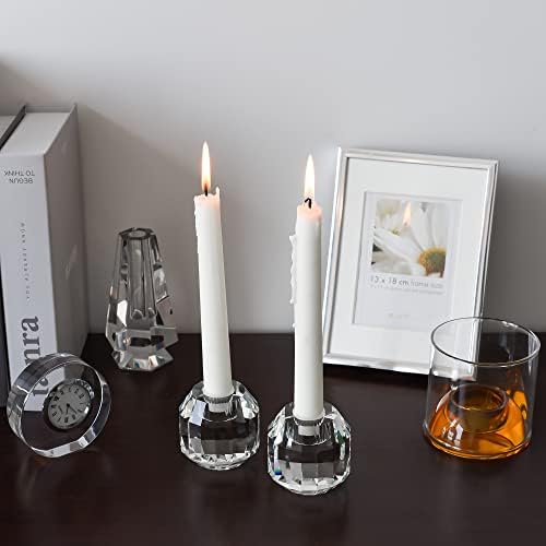 kitCom Crystal Candle Holders Set of 2, 2.36" Crystal Candlestick Holders, Crystal Taper Candle Holders for Table Wedding Housewarming Gifts Deco - Image 4