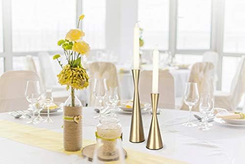Vixdonos Brass Gold Taper Candlestick Holders Metal Candle Holders Set of 3 Table Mantel Decorative Candle Stand for Wedding, Dinning, Party,Home Decor (Gold) - Image 5
