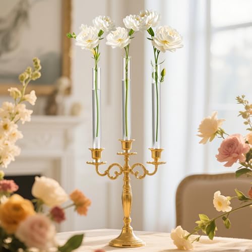 6 Pack 7.9” Acrylic Bud Vase — Cylinder Bud Vase for Taper Candlesticks, Flower Vase with Silicon Rubber Case Fits Candlestick Size 20-22mm, Perfect for Tablescapes, Weddings & Home Decor - Image 2