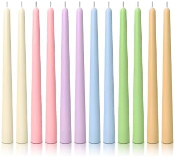 10" Pastel Taper Candles, 12 Pack, 10 Inch, 6 Colors, 2 of Each by Unknown