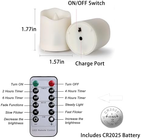 12 Pack USB Rechargeable Tea Lights Candles with Remote and Timer - Image 4