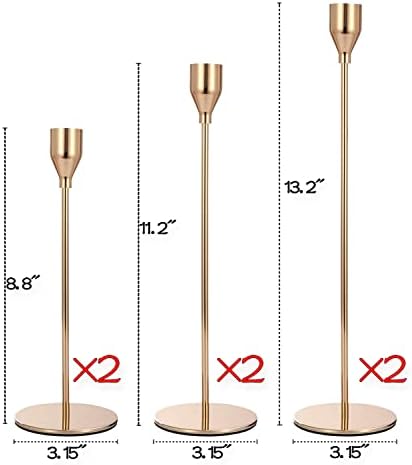 French Gold Taper Tall Candle Holders Set of 6–3 Sizes, Fits 3/4" Candles - Image 2
