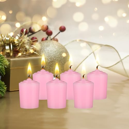 Mega Candles 12 pcs Unscented Pink Votive Candles, Hand Poured Wax Candle 15 Hours 1.5 Inch x 2.25 Inch, Home Décor, Wedding Receptions, Centerpieces, Occasions, Events, Festivities, Meditations - Image 4