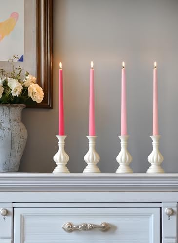 10" Classic Taper Candles, Pink Shades, 4-Pack, 7-8 Hours Long Burning, Unscented Tall Candlesticks - Image 4