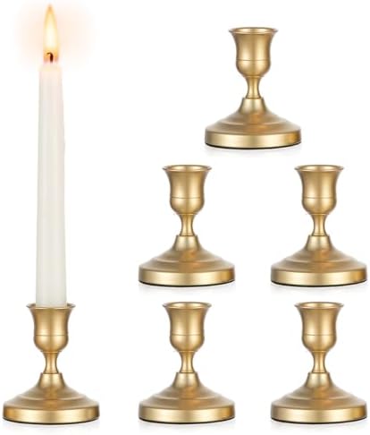 Gold Candlestick Holders Vintage: Taper Candle Holder Set of 6 by CreatedforWeddingsandHome
