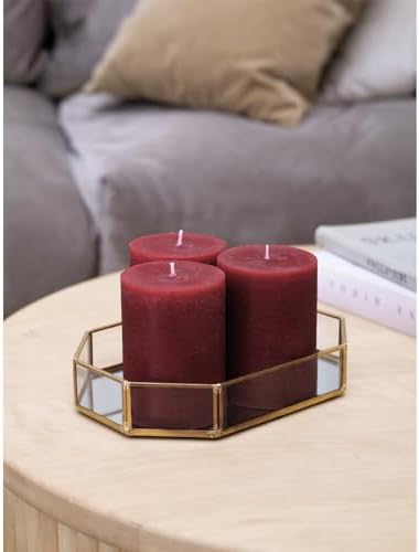 CANDWAX 3x4 inch Pillar Candles Set of 3 – Unscented Dripless Rustic Burgundy Candles for Weddings, Decor, Centerpieces - Image 4