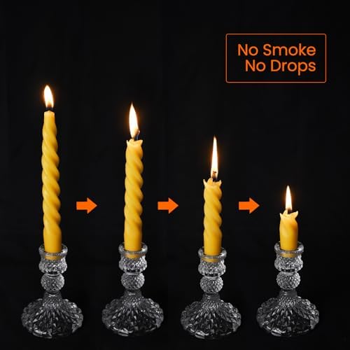 8PCS 7-Inch Pure Beeswax Spiral Taper Candles, Natural Raw, Dripless - Image 4