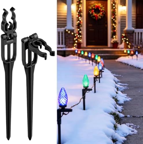 100 PCS Christmas Light Stakes, 9.5 Inch Tall Yard Stakes, Black by SURAIELEC