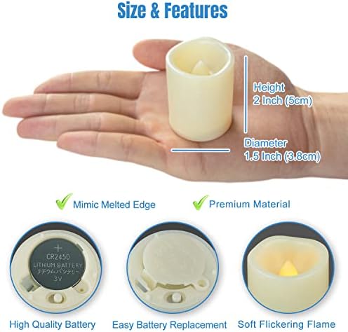 Flameless Votive Candles with Remote Control and Timer Bulk Set of 10 Tealight Candles/Realistic Outdoor Flickering Battery Operated LED Tea Lights (Batteries Included) 200Hours - Image 5