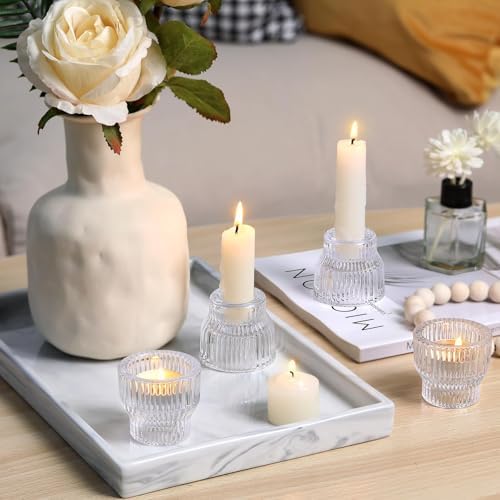 12 Pack Clear Taper Candle Holders, Glass Candlestick Holders - Image 3