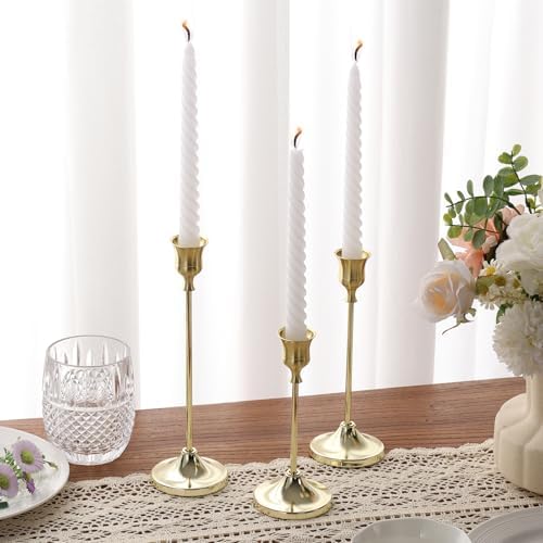Candlestick Holders 4 Sets(12 Pcs), Gold Candle Holders with Anti-Slip Pad, Metal Taper Candle Holder, Candle Holder for Wedding Fireplace Mantel Housewarming Gift - Image 6