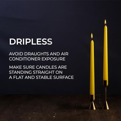 CANDWAX 12 inch Yellow Taper Candles Set of 12 - Unscented Smokeless Dripless Yellow Candles - Perfect for Home Décor, Special Occasions and Ordinary Dinners - Easter Candlesticks - Image 4