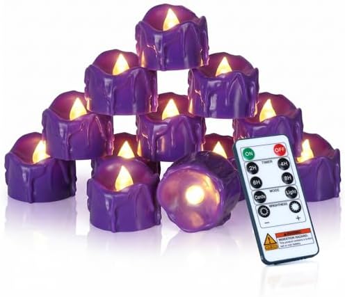 Homemory 24-Pack Purple Remote Flameless Battery Tea Light Candles, 400+Hrs by Homemory