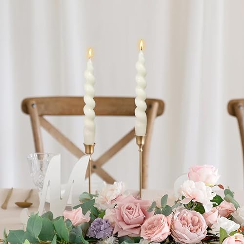 Unscented Spiral Twisted Candles Milk White Dinner Candlestick 7.5 Inch Short Swirl Candles for Home Decor Wedding Party - Image 4
