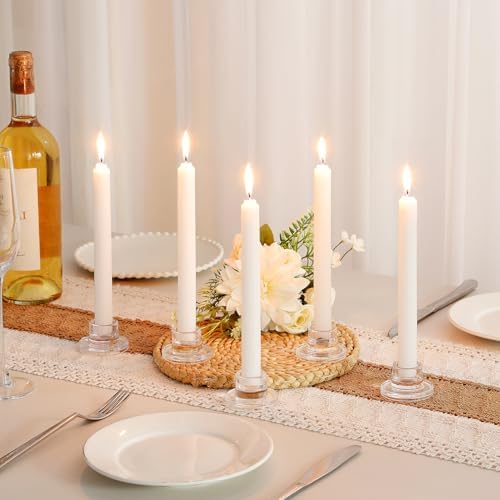 ZQXJWF Clear Glass Taper Candle Holders Set, Round Base Design, Elegant Dining Table Decor, for Table Centerpiece Wedding Party Advent Christmas Home Decorations(36, Clear) - Image 6