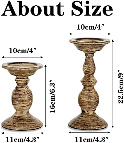 Sziqiqi Vintage Pillar Candle Holders Distressed Metal Candleholder Set - Image 4