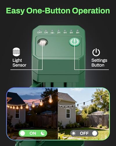 BN-LINK Outdoor Power Stake Timer, Dusk to Dawn Light Sensor, 6 Outlets - Image 3