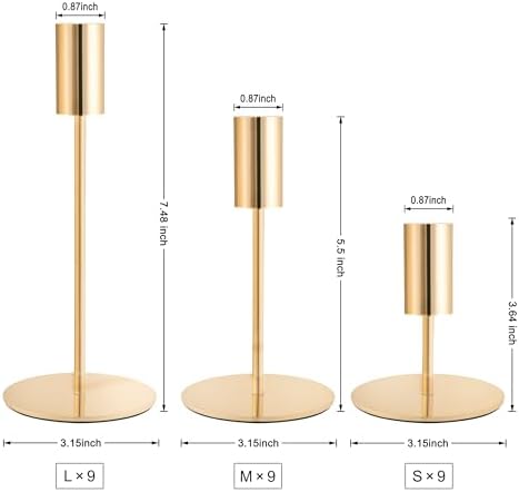 Gold Candlestick Holders Bulk, Taper Candle Holders 27Pcs, 3 Heights - Image 2