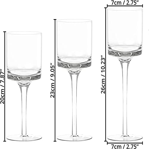 Glass Candleholders Tea Light Candle Holders Clear Wedding Weddings Hurricane Tall Elegant Ideal for Dining Party Home Decor Parties Table Settings Gifts Different Sizes (10 Sets Small Clear) - Image 7