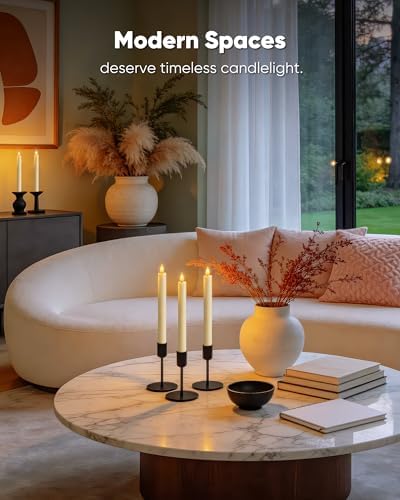Homemory 2 Pcs Real Wax Made Flameless Taper Candles with Remote and Timer, 9.6" Ivory Battery Operated Candle Stick Flickering, Led Taper Candles with Lifelike Flame for Indoor Home Decor - Image 5