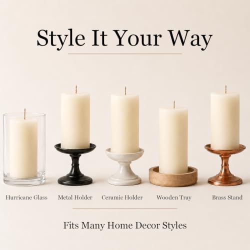 Pillar Candles Ivory 6 Pack, 2.8x6 Inch Unscented Candle - Image 5
