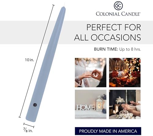 Colonial Candle Unscented Taper Candle, Handipt Collection, Wedgewood, 10 In, Pack of 12 - Up to 8 Hours Burn - Image 3