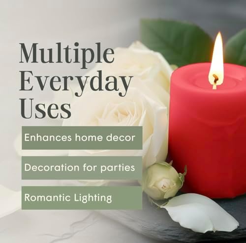 Mister Candle Dripless Unscented Rustic Red Pillar Candles, Set of 3 Hand Poured Solid Color Candles for Holidays, Home Decor, Premium Wax, 60 Hr Burn Time, 3x4 Inch (Rustic Red) - Image 5