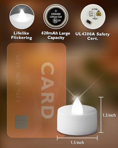 Homemory 12-Pack Remote Flameless LED Battery Tea Light Candles, 400+Hrs - Image 2