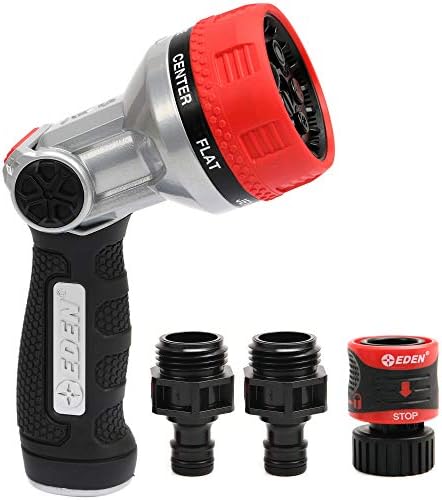 Eden Metal 7-Pattern Hose Nozzle: Thumb Control, Heavy-Duty Zinc Alloy by EDEN