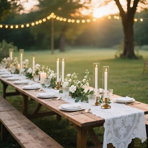 Hurricane Glass Candle Holders, Set of 10 Metal Taper Candlesrick Holders for Centerpieces Tall Gold Candle Stands Bulk with Glass Cylinder for Wedding Birthday Party Table Decor - Image 3