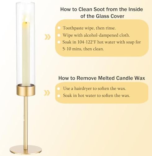 Romadedi Glass Hurricane Candle Holders for Candlestick, Gold, Set of 6 - Image 6