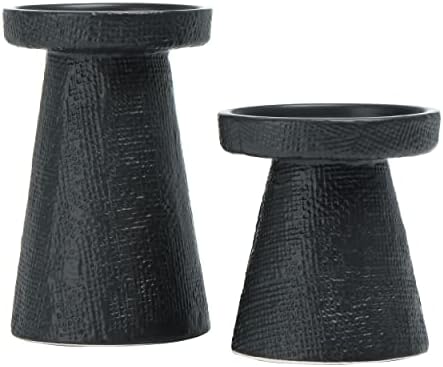 Main + Mesa Stoneware Pillar & Taper Candle Holders, Set of 2 by MainMesa