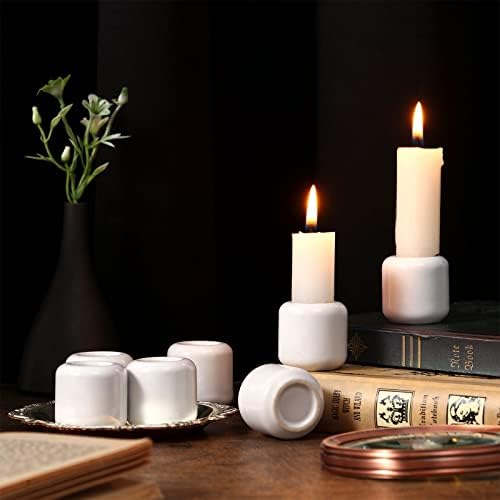 Suclain 20 Pcs 0.7 Inch Chime Candle Holder Small Candle Holders Ceramic Holder for Rituals, Spells, Vigil, Altar, Witchcraft, Wiccan Supplies (White) - Image 3