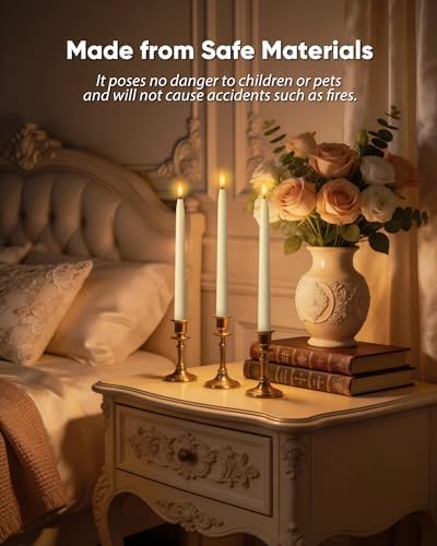Homemory 11 inches Waxy Flameless Taper Candles with Remote Timer Dimmer, 2 Pcs Battery Operated Taper Candles with Flickering Flame, Ivory LED Candlesticks for Wedding, Christmas Indoor Decoration - Image 6