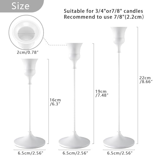 Showin Candlestick Holders White, 6 Packs Taper Candle Holder for Candlesticks, Candle Sticks Holder Decor for Home Decor - Image 3