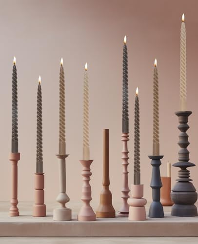 Brown Tall Taper Candles Spiral Candle Sticks,Unscented Pastel Candle for Holiday,Wedding and Home Decoration,10inch,12 Pack(E-Gradient Brown) - Image 3
