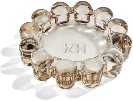 khtumeware Chic Smoky Bubble Glass Candle Dish – Modern Clear Glass Candle Holder for Tealights & Diffusers, Decorative Tray for Home & Tabletop Decor（2 Pack） by khtumeware