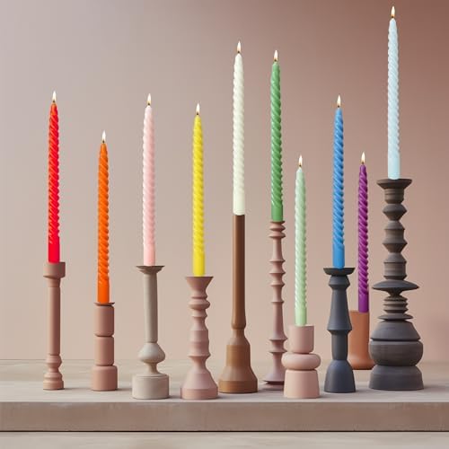 Colored Taper Candles Spiral Candle Sticks for Religious and Spiritual Settings,Unscented Pastel Candle for Holiday,Home Decoration,10inch,12 Pack(E,12colored) - Image 3